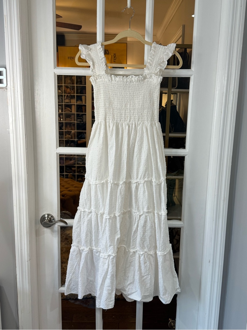 ▫️⚪️ White Ruffled Smocked Maxi Dress ⚪️▫️ - Picture 3 of 7